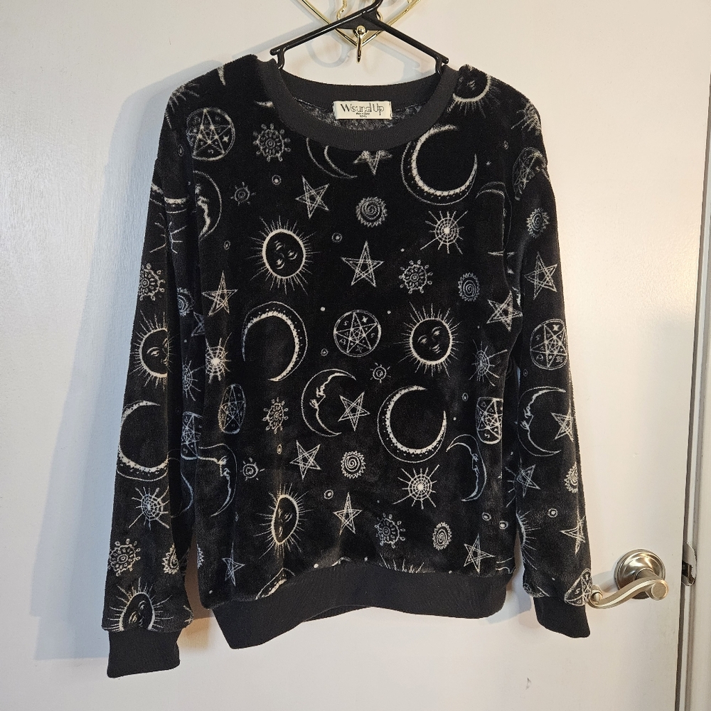 Celestial Moon and Sun Fuzzy Sweater